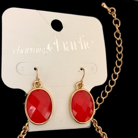 Red and gold purse, earrings and necklace set - Picture 5 of 8